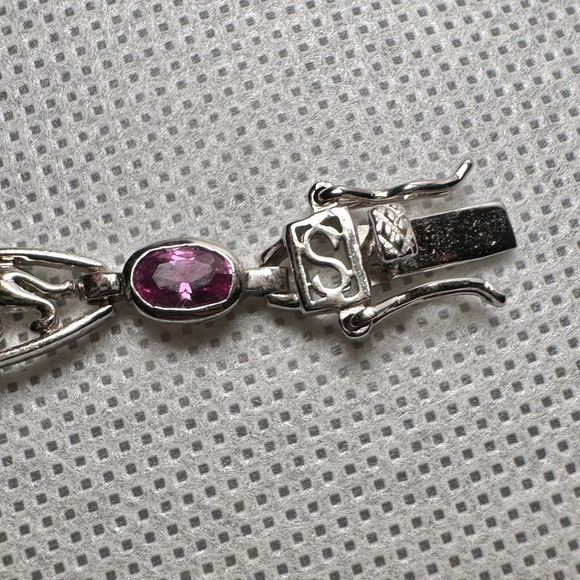 Panther Leopard Jaguar Amethyst Link Bracelet
925 Sterling Silver Faceted Oval - Picture 7 of 12